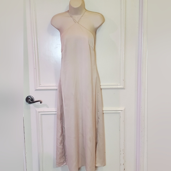 Nasty Gal At Ease Satin Halter Midi Slip Dress, Ivory Cream, Size US 2, NWT - Picture 9 of 15